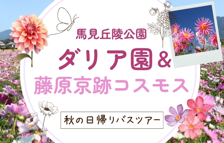 馬見丘陵公園ダリア園＆藤原京跡コスモス日帰りバスツアー