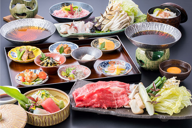 和歌山尽くし　熊野牛＆クエ鍋付よくばりコース